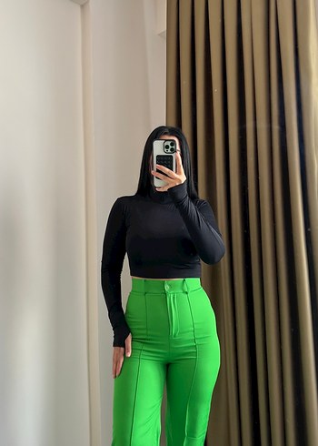 Yeşil Regular Fit Kadın Kumaş Pantolon - Görsel 2