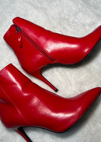 38 Beden kırmızı Renk Kırmızı Deri Stiletto Topuklu Kadın Bot