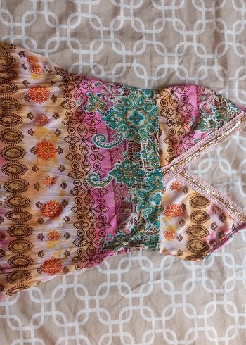 Bohem Çok Renkli Bağlama Desenli y2k crop top