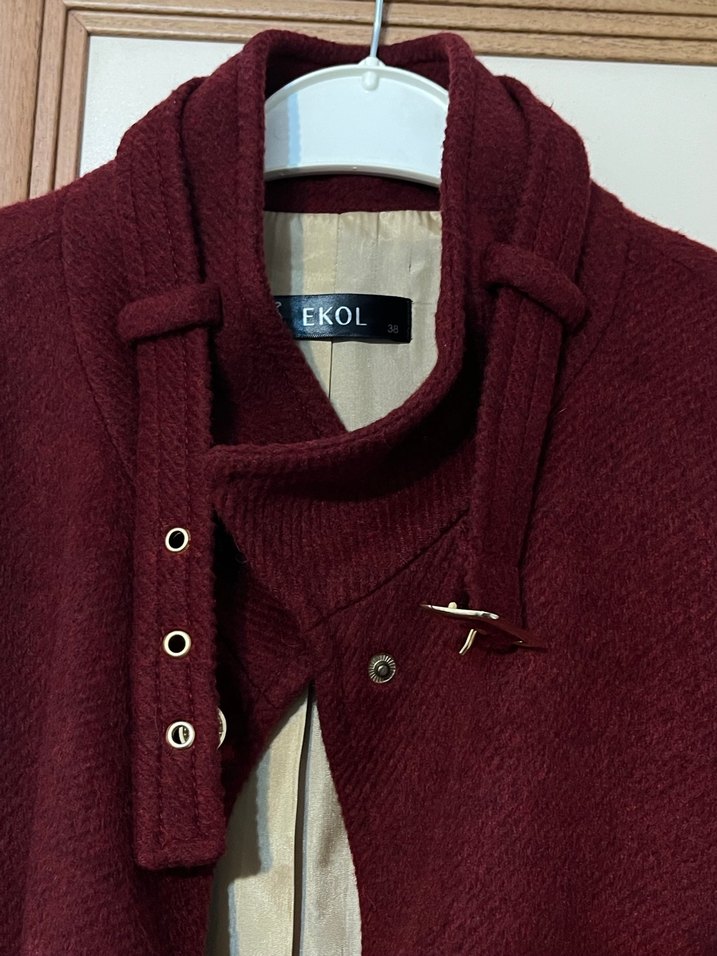 Bordo Kadın Kaban - Görsel 3