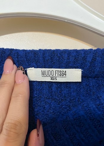 Kadın Mavi Örgü Yün Salaş Kazak - Görsel 3