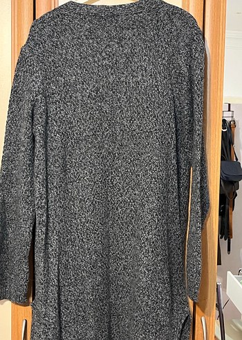 Gri Uzun Örgü Kadın Depresyon Hırkası - Görsel 4