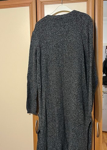 Gri Uzun Örgü Kadın Depresyon Hırkası - Görsel 3