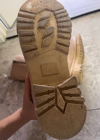 Bej Deri Kadın Dizüstü Blok Topuklu Çizme - Görsel 5