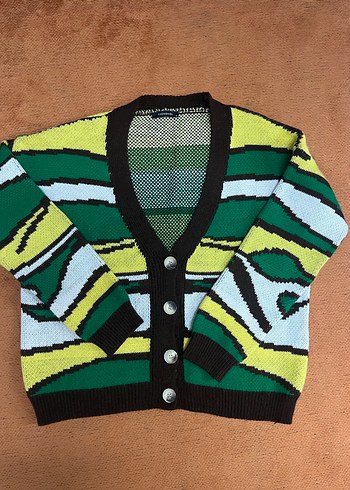 Renkli Oversize Örgü Kadın Kazak - Görsel 2