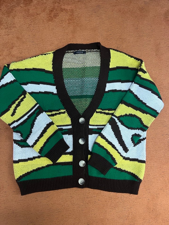 Renkli Oversize Örgü Kadın Kazak - Görsel 2