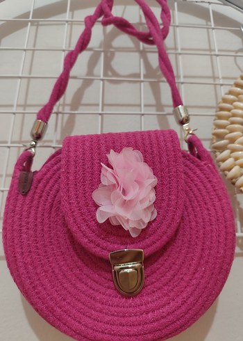 Mango Pembe Örgü Bohem Kadın Çanta