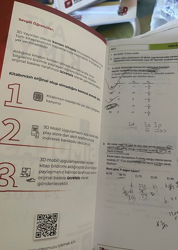 3D Mobil ayt kimya Uygulamalı Sınav Hazırlık Kitabı