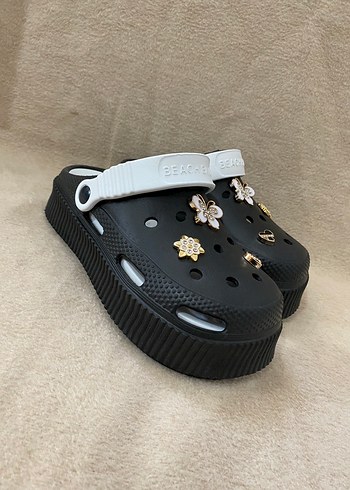 Crocs Siyah Platform Topuklu Kadın Terlikler