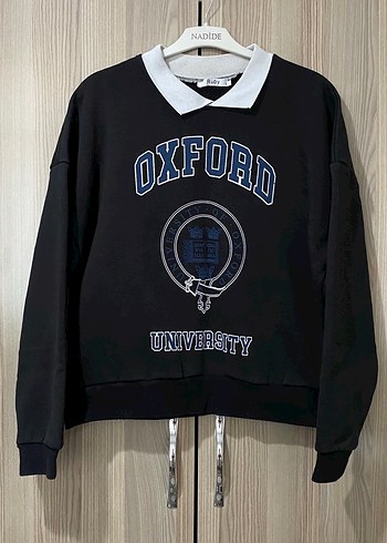 l Beden siyah Renk Oxford Baskılı Siyah Bel Detaylı Sweatshirt