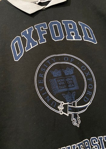 l Beden Oxford Baskılı Siyah Bel Detaylı Sweatshirt