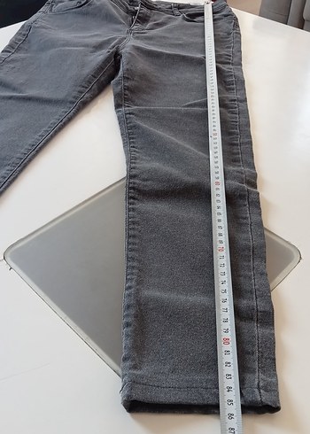 40 Beden gri Renk Gri Kadın Denim Pantolon Midi Boy