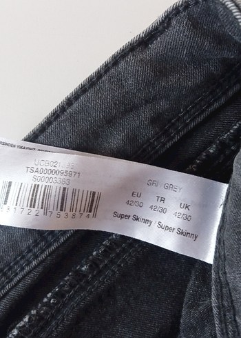 40 Beden Gri Kadın Denim Pantolon Midi Boy