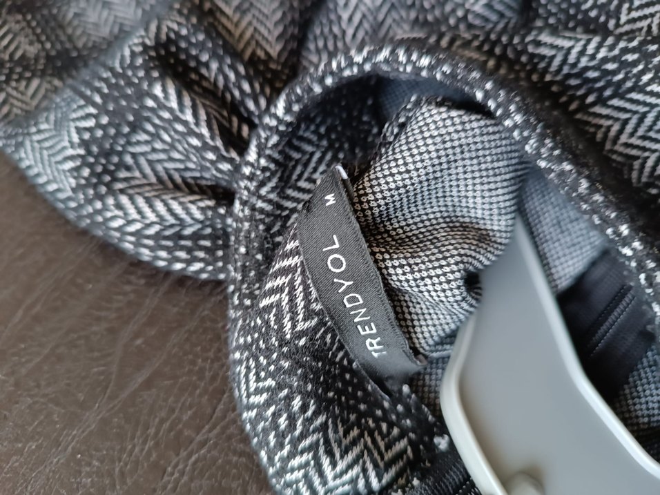 Gri Kareli Kemerli Midi Elbise - Görsel 2