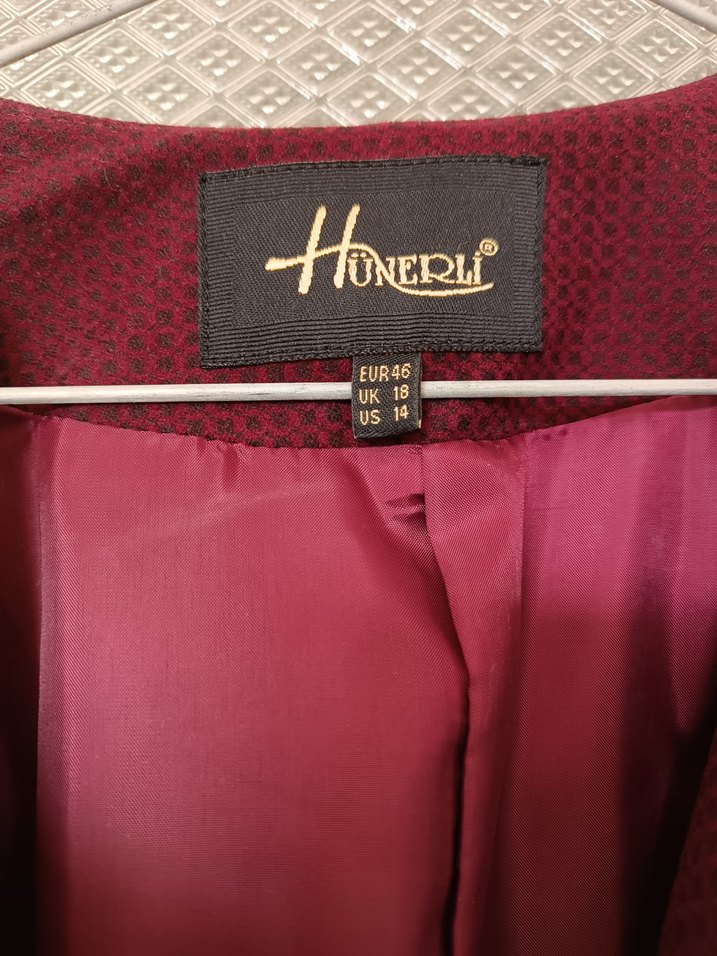 Bordo Uzun Kadın Kaban Düğmeli - Görsel 3