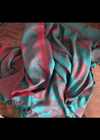 Kadın Turkuaz İpek Şal - Görsel 2