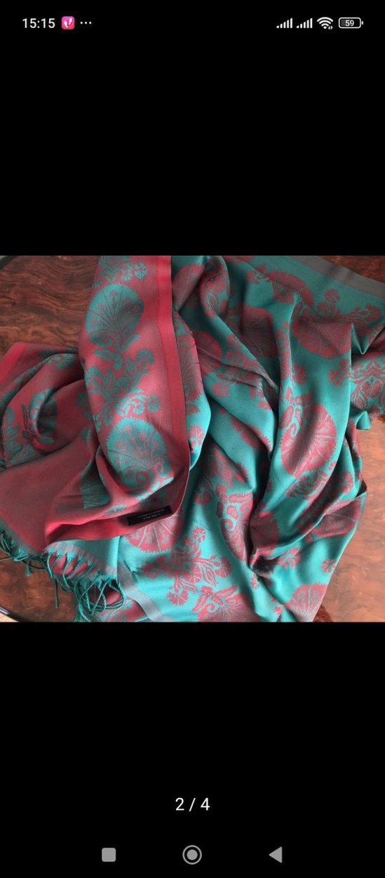 Kadın Turkuaz İpek Şal - Görsel 2