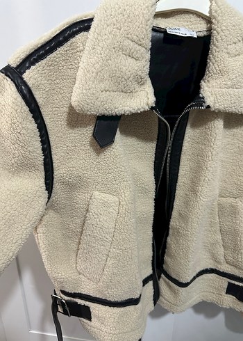 Kürklü Mini Bej Kısa Kadın Ceket - Görsel 3