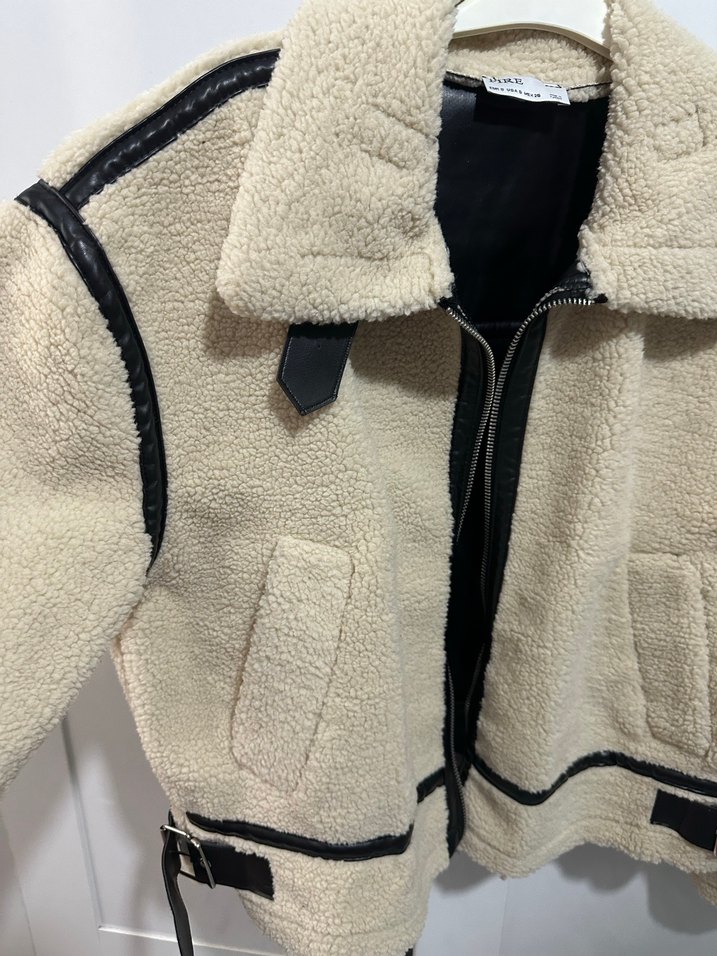 Kürklü Mini Bej Kısa Kadın Ceket - Görsel 3