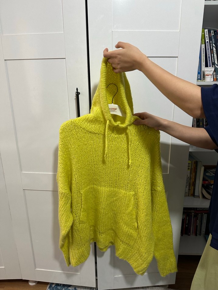 Sarı Örgü Kadın Sweatshirt - Görsel 2