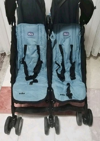 Chicco İkiz Bebek Arabası Mavi-Gri