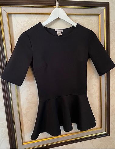 xs Beden siyah Renk H&M kısa kollu bluz