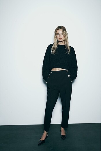 Zara Gold Düğmeli Pantolon