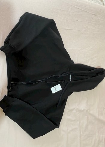 s Beden Addax Kadın Siyah Kapüşonlu Fermuarlı Sweatshirt Hırka Eşofman Ü