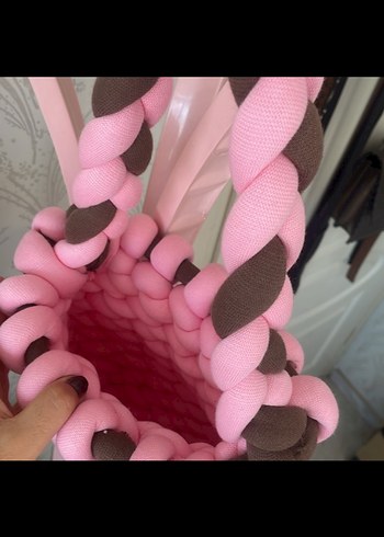 Pembe Örgü Kadın Çanta - Görsel 4