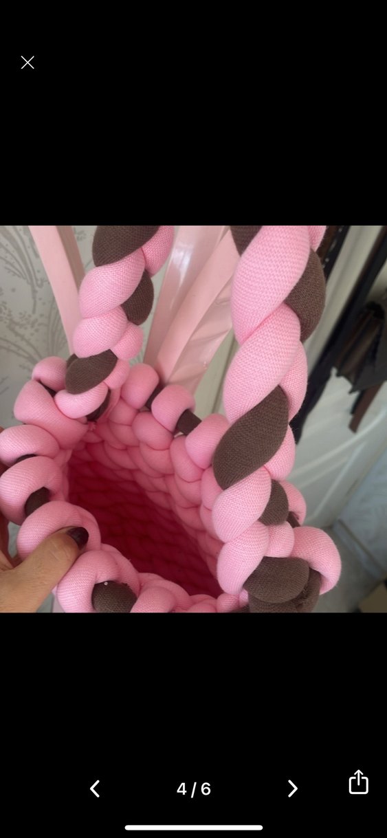 Pembe Örgü Kadın Çanta - Görsel 4