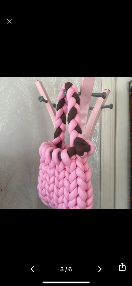 Pembe Örgü Kadın Çanta - Görsel 3