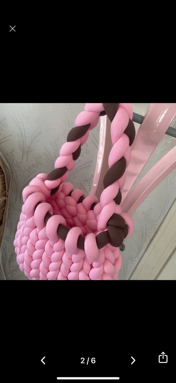 Pembe Örgü Kadın Çanta - Görsel 2