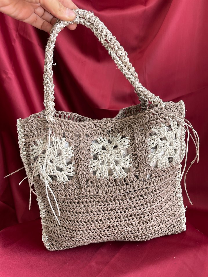 Dantel Detaylı Örgü Bohem Kadın Çanta - Görsel 2