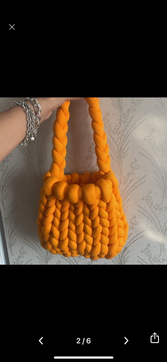Turuncu Örgü Bohem Kadın Çanta - Görsel 2