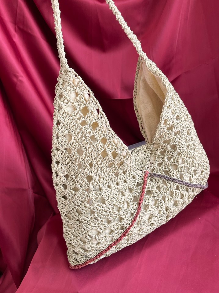 Dantel Detaylı Örgü Bohem Kadın Çantası - Görsel 2