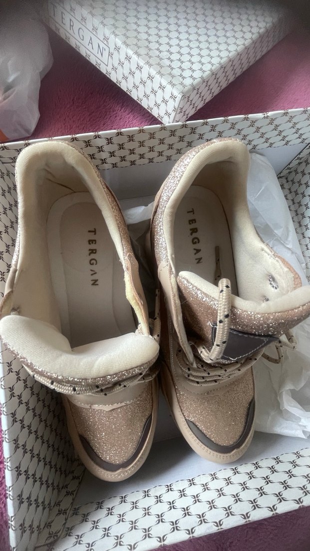 Sıfır,Tergan ,Parlak Platform Topuklu Kadın Spor Ayakkabı - Görsel 2