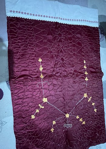 Bordo Nakışlı Parlak Seccade - Görsel 5