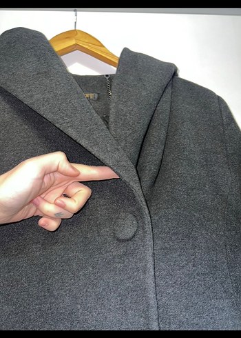 Koyu Gri Kemerli Kadın Kaban - Görsel 2