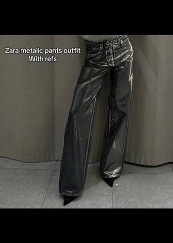 Parlak Gri Kadın Pantolon - Görsel 2