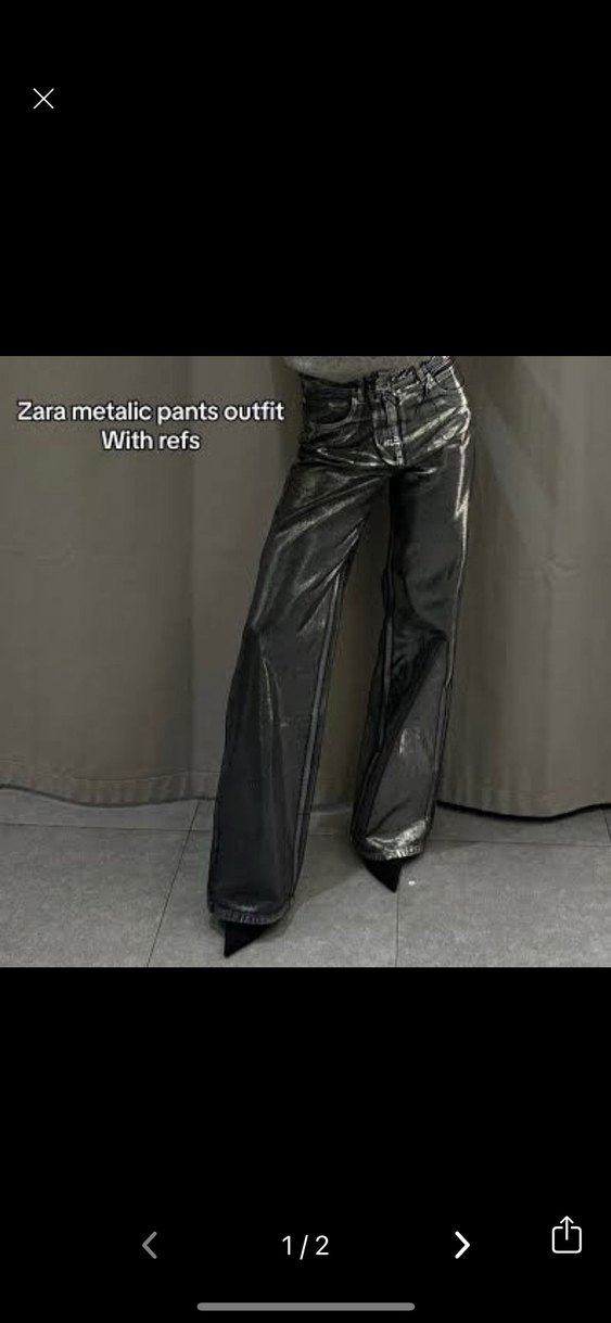 Parlak Gri Kadın Pantolon - Görsel 2