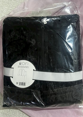 Kadife Siyah Kapüşonlu Uzun Kollu Eşofman Takımı - Görsel 3