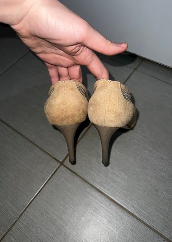 Bej Süet Kadın Stiletto - Görsel 3