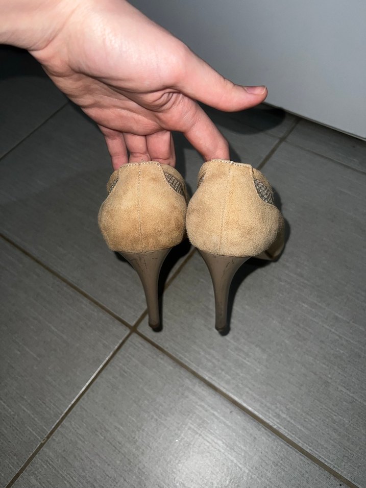 Bej Süet Kadın Stiletto - Görsel 3