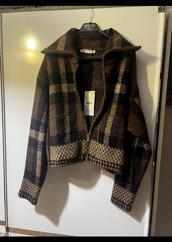 Kahverengi Örgü Yün Kadın Ceket - Görsel 3