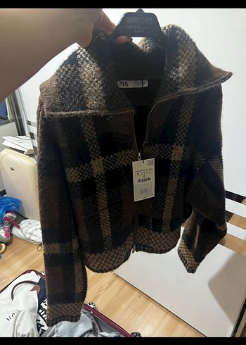 Kahverengi Örgü Yün Kadın Ceket - Görsel 4