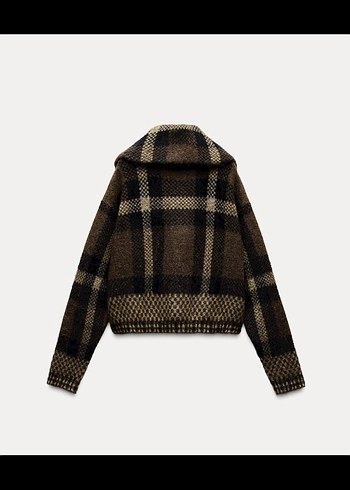 Kahverengi Örgü Yün Kadın Ceket - Görsel 2