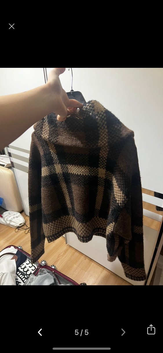 Kahverengi Örgü Yün Kadın Ceket - Görsel 5