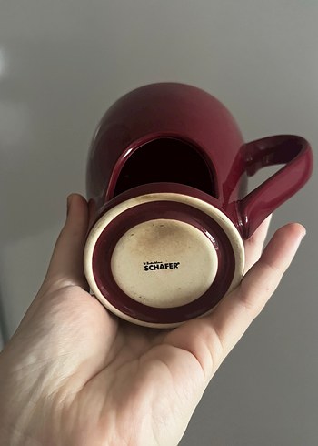 Bordo Seramik Kulplu Kupa - Görsel 2