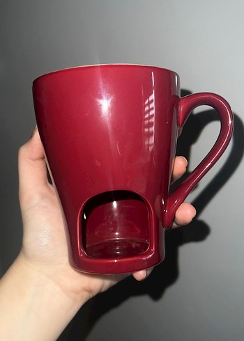 Bordo Seramik Kulplu Kupa - Görsel 5