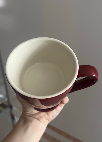 Bordo Seramik Kulplu Kupa - Görsel 3